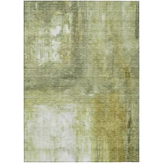 Sage Ivory And Brown Abstract Washable Indoor Outdoor Area Rug Photo 2