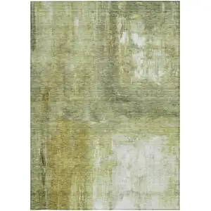 Photo of Sage Ivory And Brown Abstract Washable Indoor Outdoor Area Rug