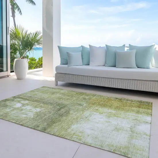 Sage Ivory And Brown Abstract Washable Indoor Outdoor Area Rug Photo 7