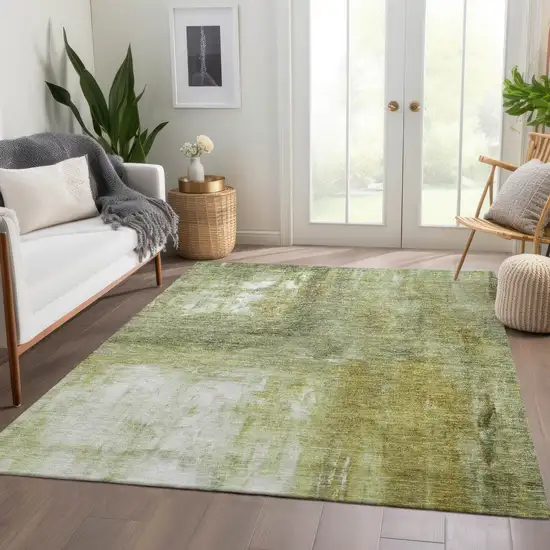 Sage Ivory And Brown Abstract Washable Indoor Outdoor Area Rug Photo 9