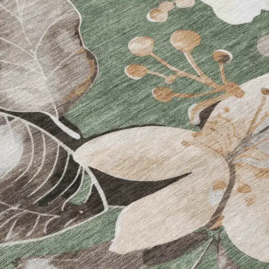 Sage Ivory And Charcoal Floral Washable Indoor Outdoor Area Rug Photo 8