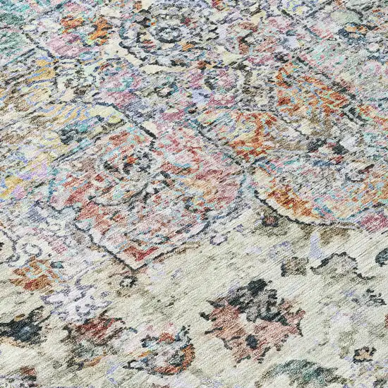 Sage Ivory And Copper Floral Medallion Washable Indoor Outdoor Area Rug Photo 4