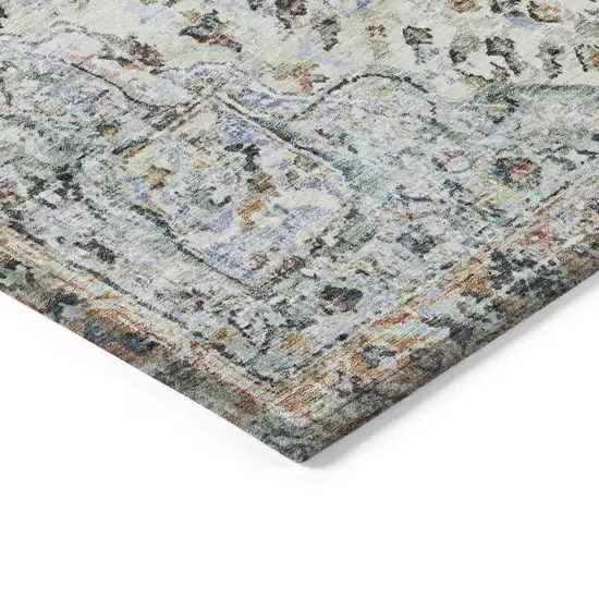 Sage Ivory And Copper Floral Medallion Washable Indoor Outdoor Area Rug Photo 4