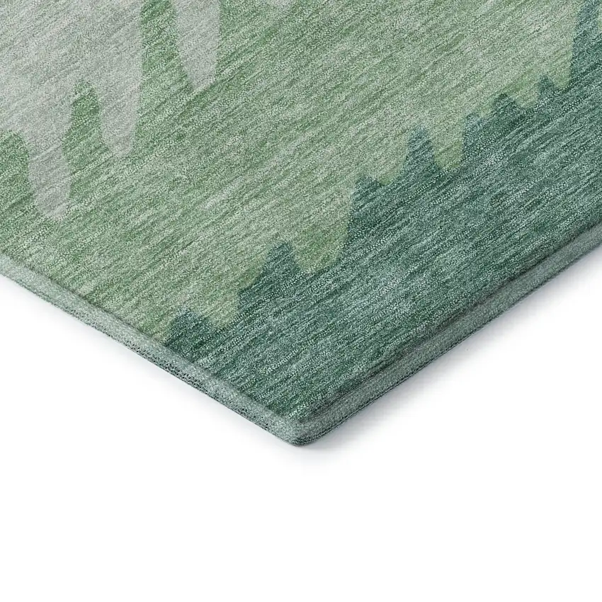 Sage Ivory And Emerald Striped Washable Area Rug With UV Protection Photo 8