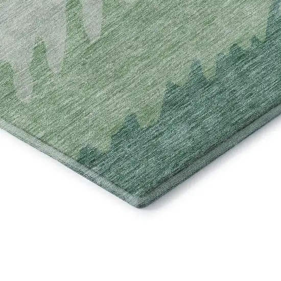 Sage Ivory And Emerald Striped Washable Area Rug With UV Protection Photo 8