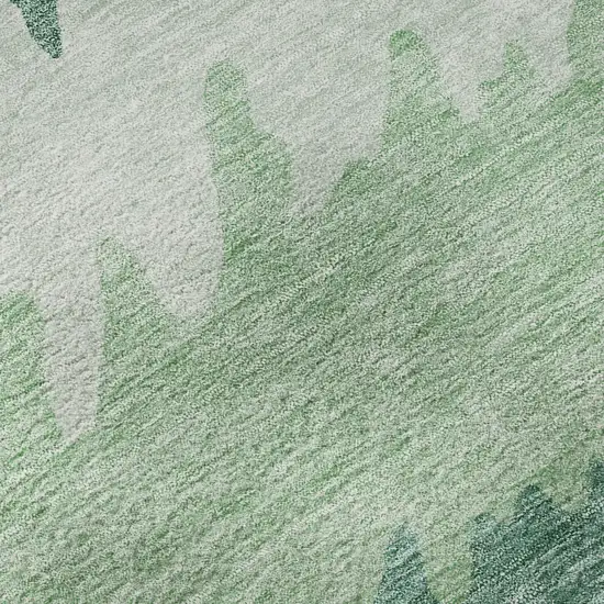 Sage Ivory And Emerald Striped Washable Area Rug With UV Protection Photo 9