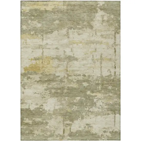 Sage Ivory And Gold Abstract Washable Indoor Outdoor Area Rug Photo 1