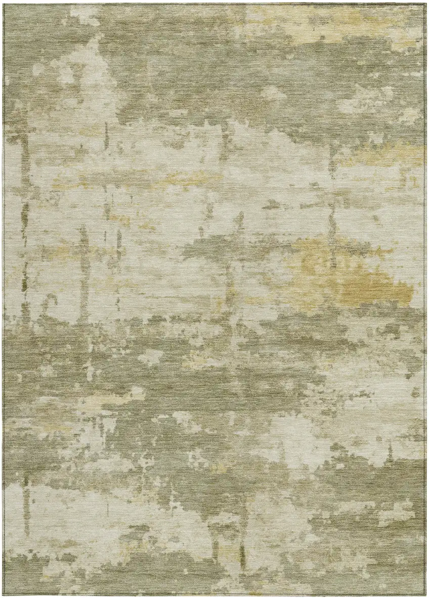 Sage Ivory And Gold Abstract Washable Indoor Outdoor Area Rug Photo 3