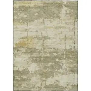 Photo of Sage Ivory And Gold Abstract Washable Indoor Outdoor Area Rug