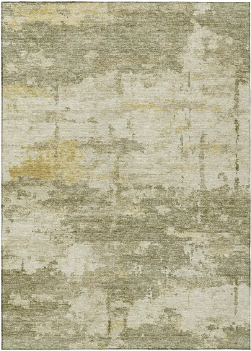 Sage Ivory And Gold Abstract Washable Indoor Outdoor Area Rug Photo 1