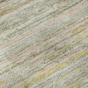 Photo of Sage Ivory And Gold Striped Washable Area Rug With UV Protection