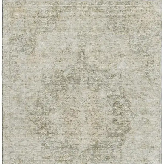 Sage Ivory And Gray Oriental Washable Area Rug With UV Protection Photo 3