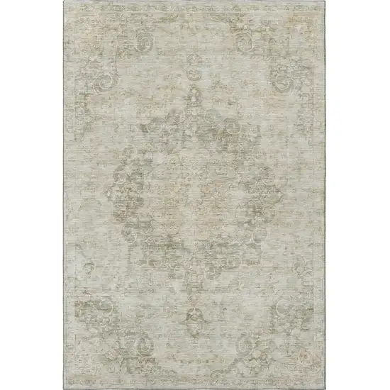 Sage Ivory And Gray Oriental Washable Area Rug With UV Protection Photo 3