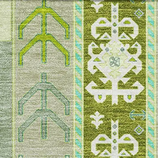 Sage Ivory And Lime Green Southwestern Washable Area Rug With UV Protection Photo 3