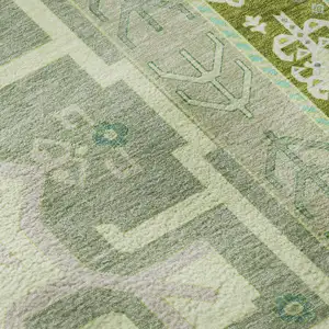 Photo of Sage Ivory And Lime Green Southwestern Washable Area Rug With UV Protection
