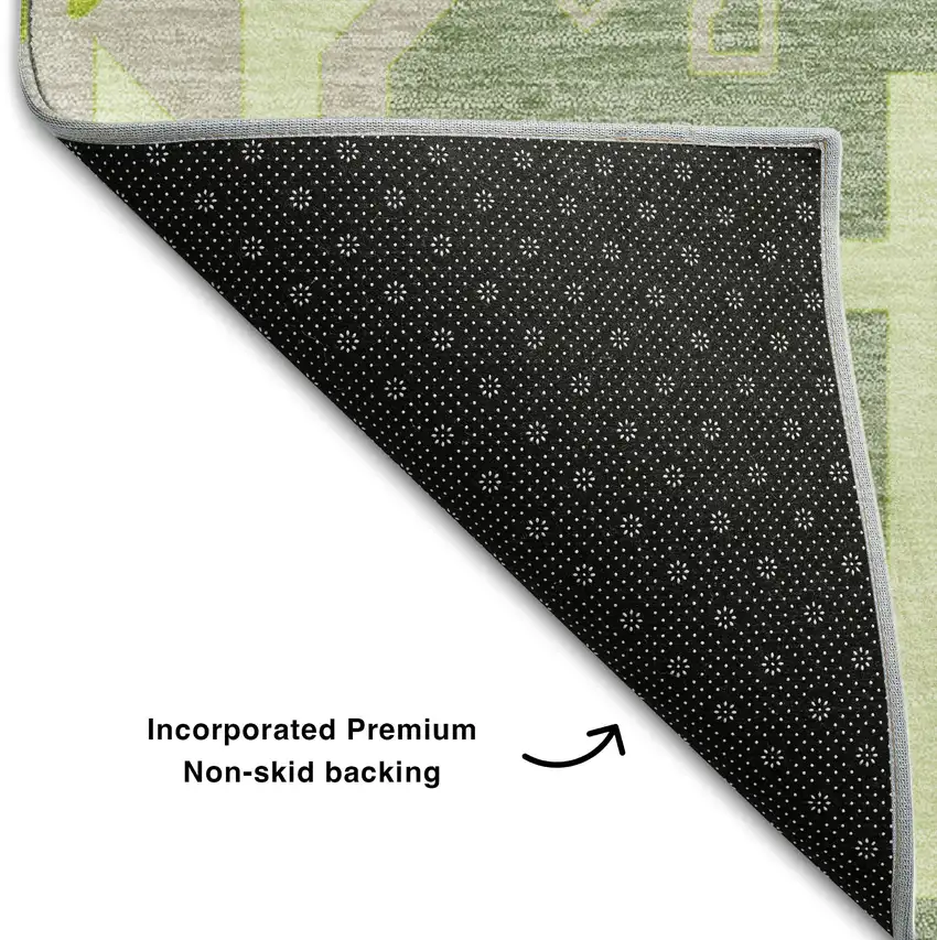 Sage Ivory And Lime Green Southwestern Washable Area Rug With UV Protection Photo 5