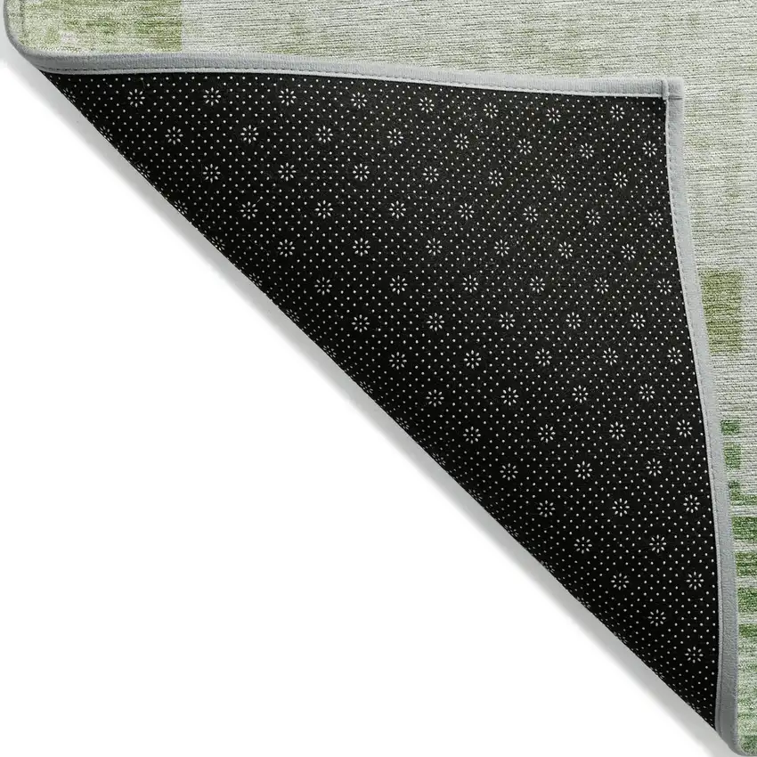 Sage Ivory And Olive Green Geometric Washable Indoor Outdoor Area Rug Photo 8