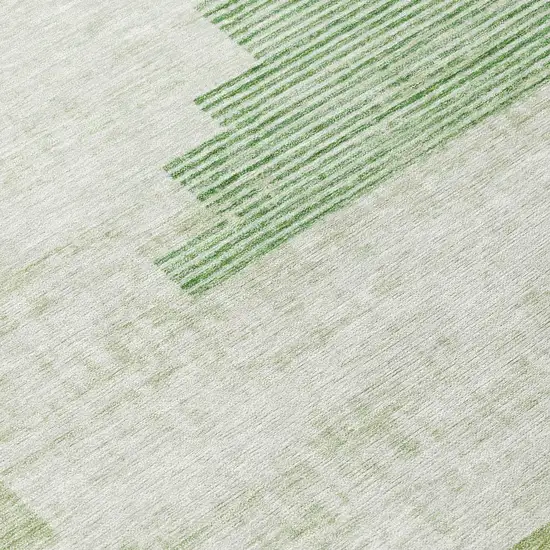 Sage Ivory And Olive Green Geometric Washable Indoor Outdoor Area Rug Photo 9