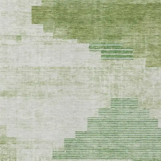 Sage Ivory And Olive Green Geometric Washable Indoor Outdoor Area Rug Photo 3