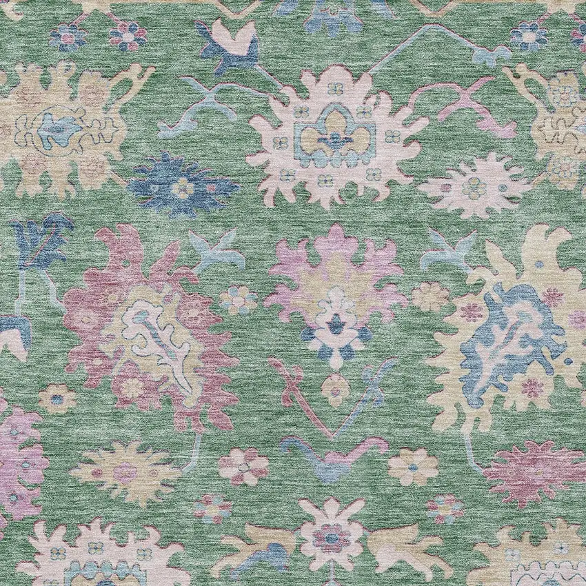 Sage Ivory And Pink Floral Washable Indoor Outdoor Area Rug Photo 6
