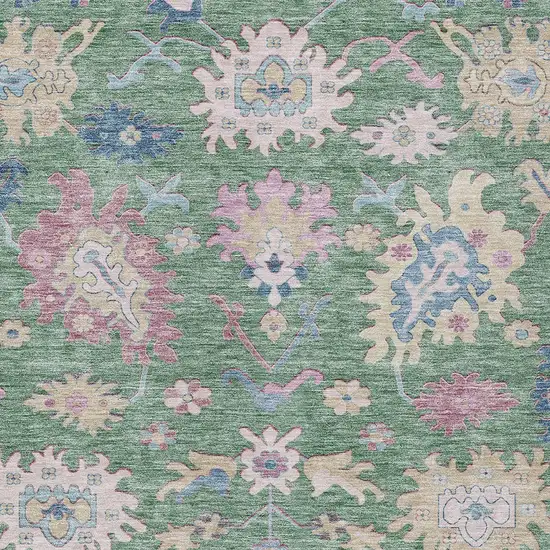Sage Ivory And Pink Floral Washable Indoor Outdoor Area Rug Photo 6