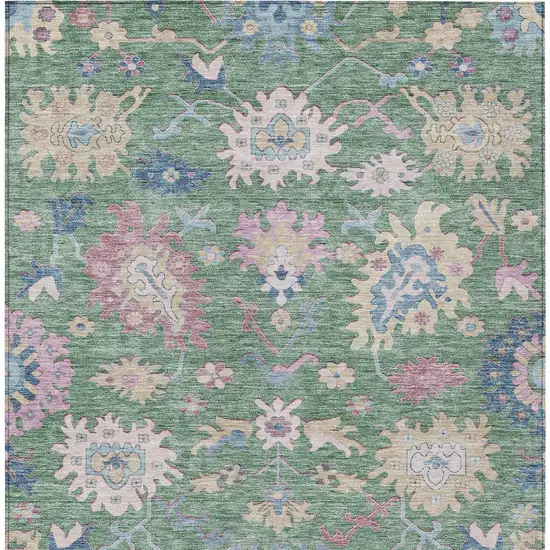 Sage Ivory And Pink Floral Washable Indoor Outdoor Area Rug Photo 7