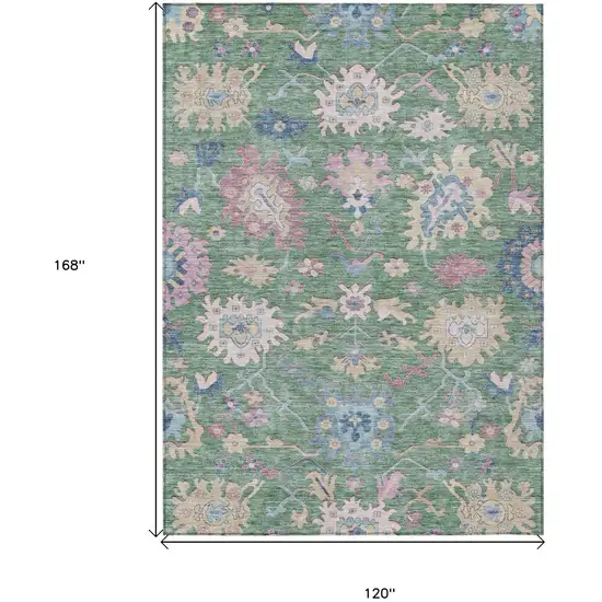 Sage Ivory And Pink Floral Washable Indoor Outdoor Area Rug Photo 8