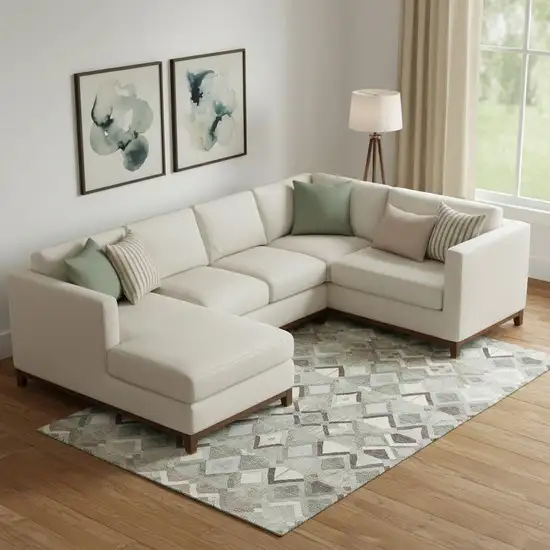 Sage Ivory And Taupe Geometric Washable Area Rug With UV Protection Photo 2