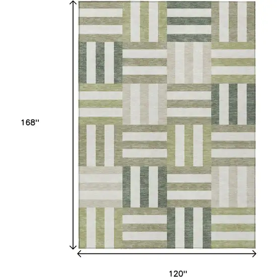 Sage Ivory And Taupe Geometric Washable Indoor Outdoor Area Rug Photo 3