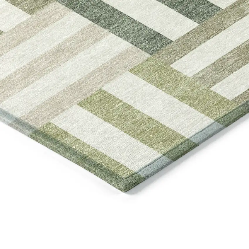 Sage Ivory And Taupe Geometric Washable Indoor Outdoor Area Rug Photo 4