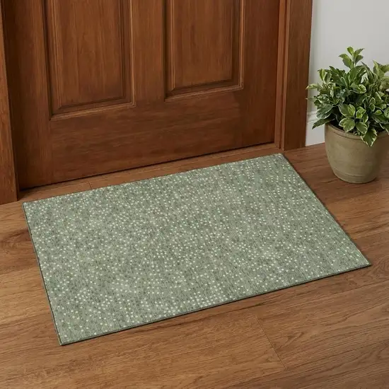 Sage Ivory And Taupe Polka Dot Washable Area Rug With UV Protection Photo 1