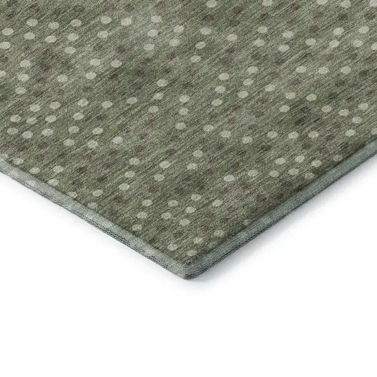 Sage Ivory And Taupe Polka Dot Washable Area Rug With UV Protection Photo 7