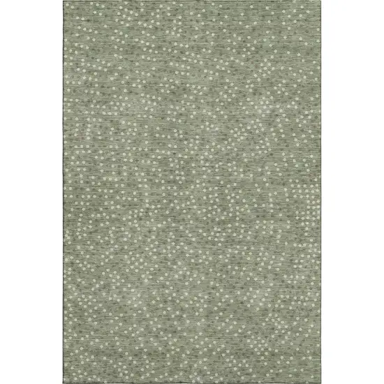 Sage Ivory And Taupe Polka Dot Washable Area Rug With UV Protection Photo 1