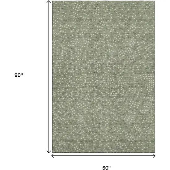 Sage Ivory And Taupe Polka Dot Washable Area Rug With UV Protection Photo 8