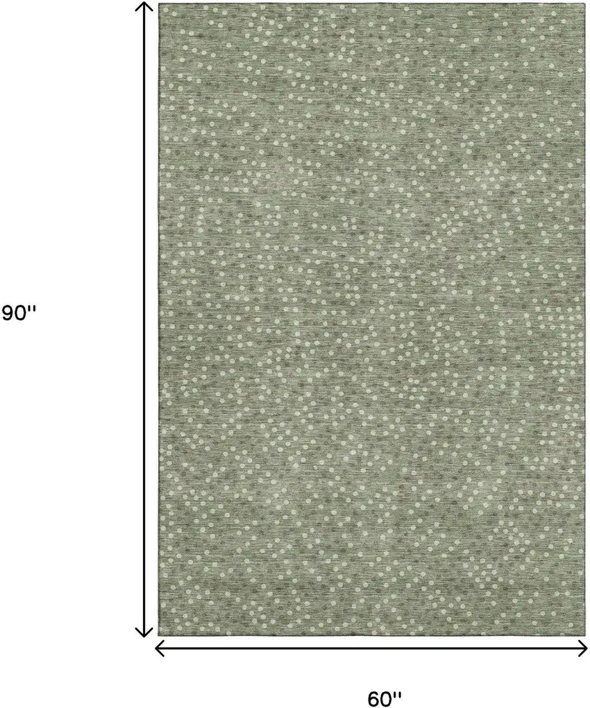 Sage Ivory And Taupe Polka Dot Washable Area Rug With UV Protection Photo 8