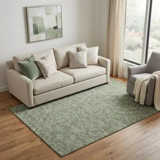 Sage Ivory And Taupe Polka Dot Washable Area Rug With UV Protection Photo 1