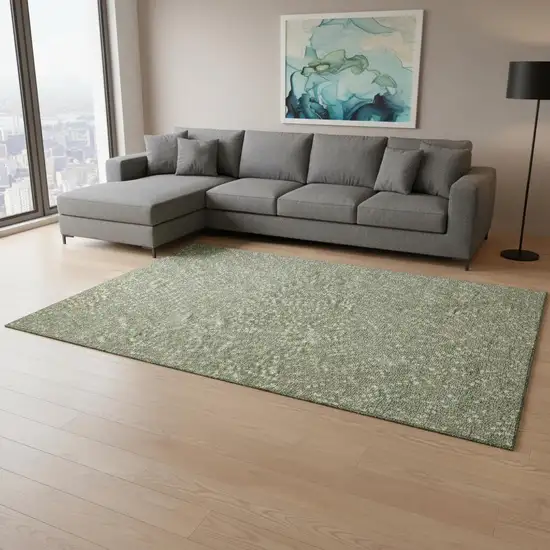 Sage Ivory And Taupe Polka Dot Washable Area Rug With UV Protection Photo 2