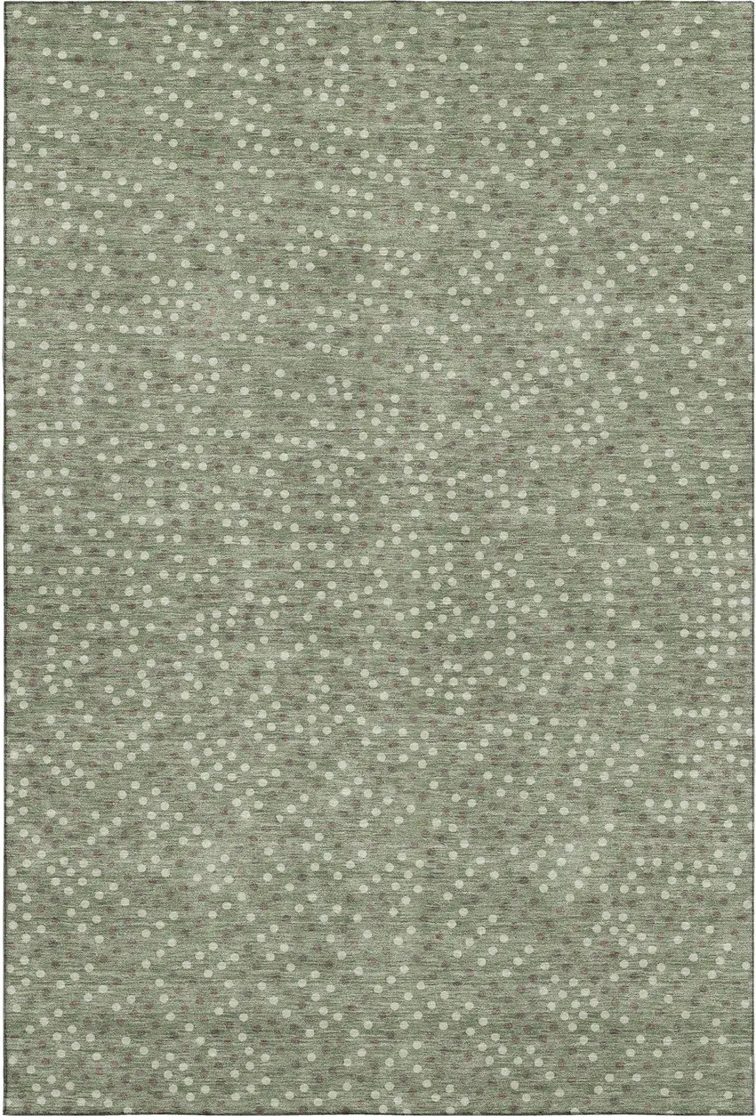 Sage Ivory And Taupe Polka Dot Washable Area Rug With UV Protection Photo 1