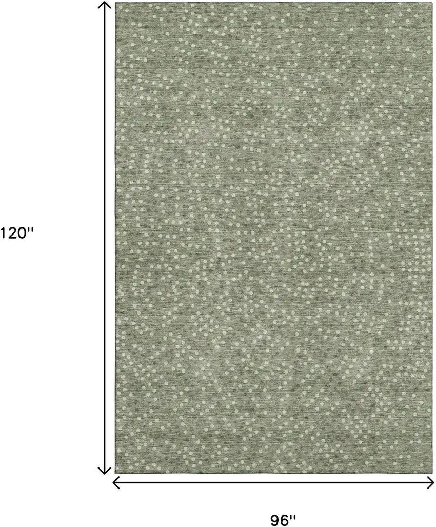 Sage Ivory And Taupe Polka Dot Washable Area Rug With UV Protection Photo 8