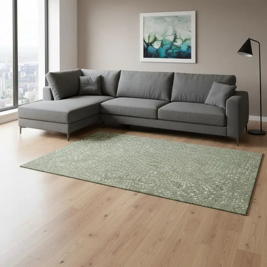 Sage Ivory And Taupe Polka Dot Washable Area Rug With UV Protection Photo 2