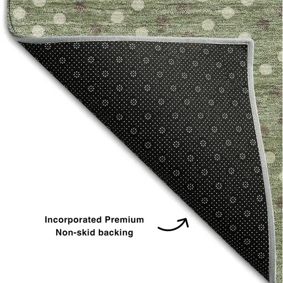 Sage Ivory And Taupe Polka Dot Washable Area Rug With UV Protection Photo 6