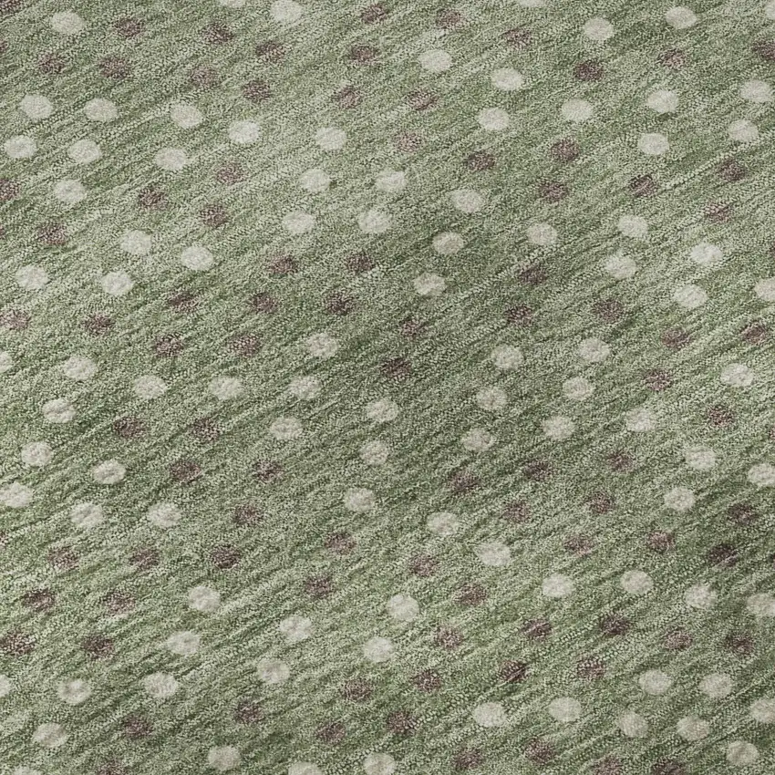 Sage Ivory And Taupe Polka Dot Washable Area Rug With UV Protection Photo 9