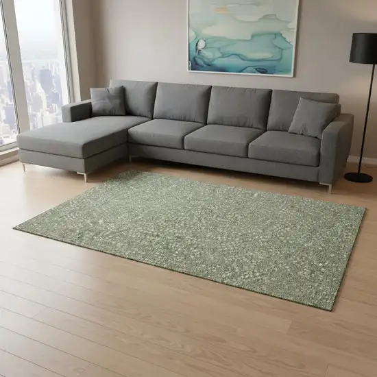 Sage Ivory And Taupe Polka Dot Washable Area Rug With UV Protection Photo 2