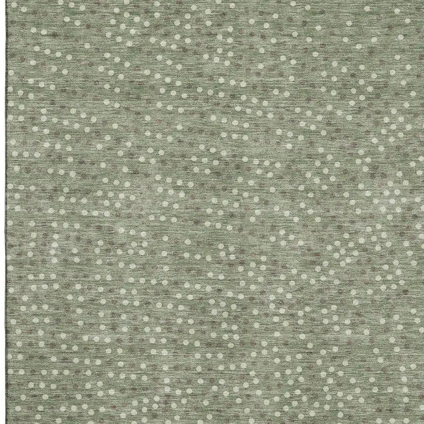 Sage Ivory And Taupe Polka Dot Washable Area Rug With UV Protection Photo 2