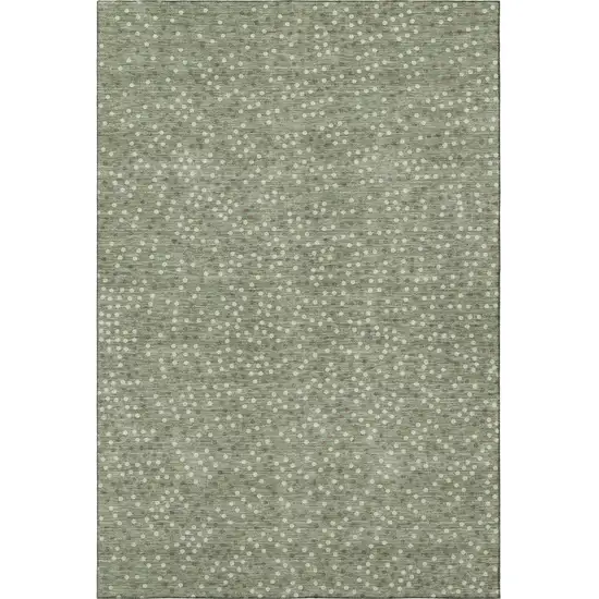 Sage Ivory And Taupe Polka Dot Washable Area Rug With UV Protection Photo 3