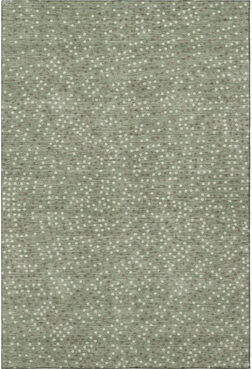 Sage Ivory And Taupe Polka Dot Washable Area Rug With UV Protection Photo 3