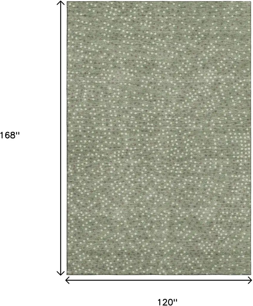 Sage Ivory And Taupe Polka Dot Washable Area Rug With UV Protection Photo 7