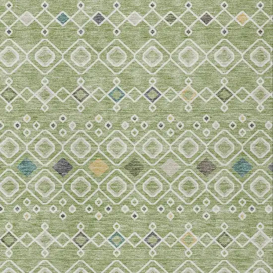 Sage Ivory And Teal Blue Geometric Washable Indoor Outdoor Area Rug Photo 5