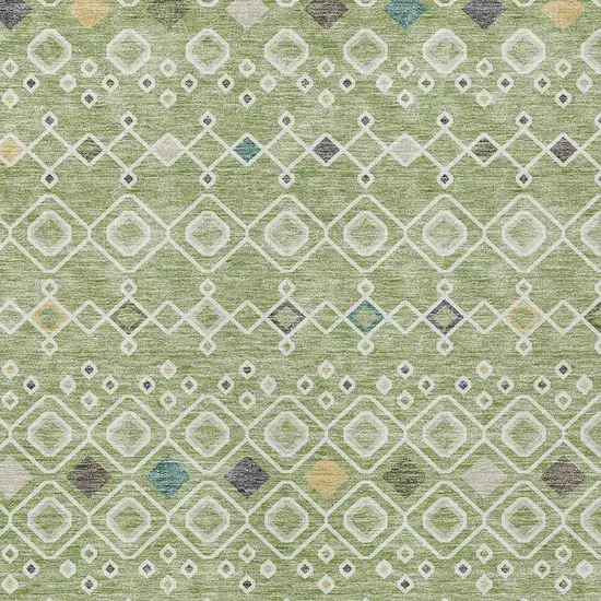 Sage Ivory And Teal Blue Geometric Washable Indoor Outdoor Area Rug Photo 5