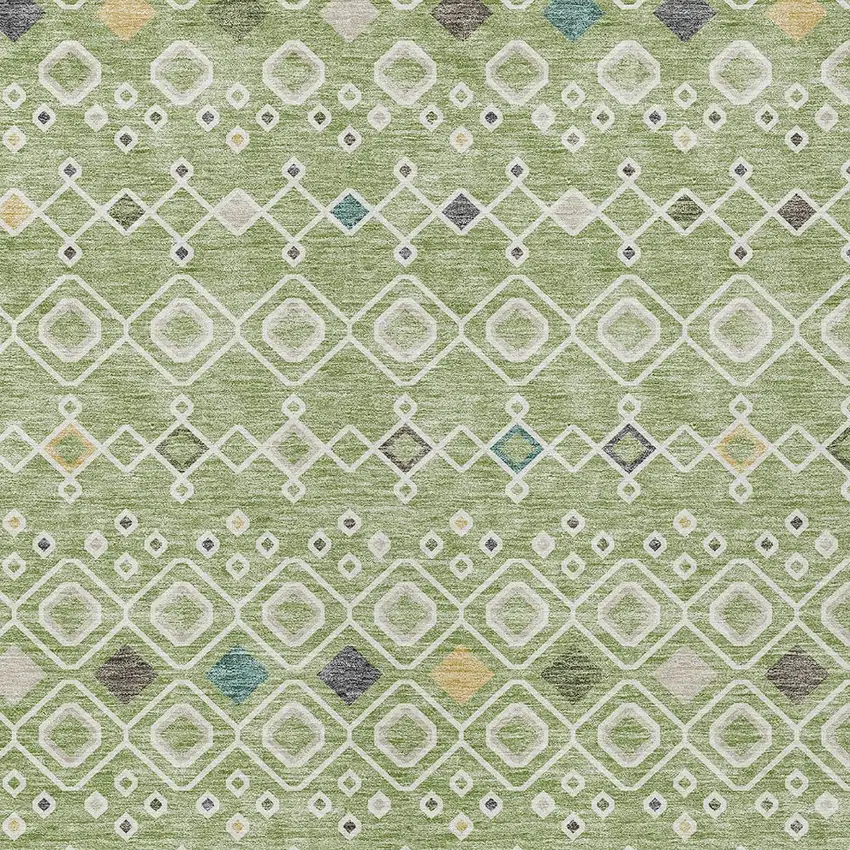 Sage Ivory And Teal Blue Geometric Washable Indoor Outdoor Area Rug Photo 5